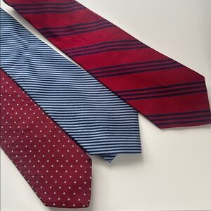 3 SET of Brooks Brother Ralph Lauren Blue Red Striped Dot Neck Tie Bundle *FLAW